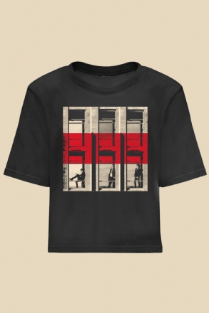 T-shirt nera Donna Crop Trio