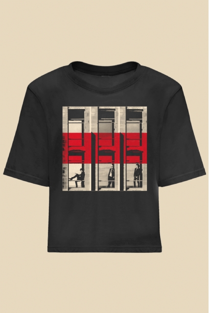 T-shirt nera Donna Crop Trio - 1